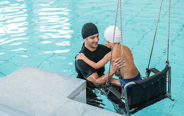 Child doing water exercises