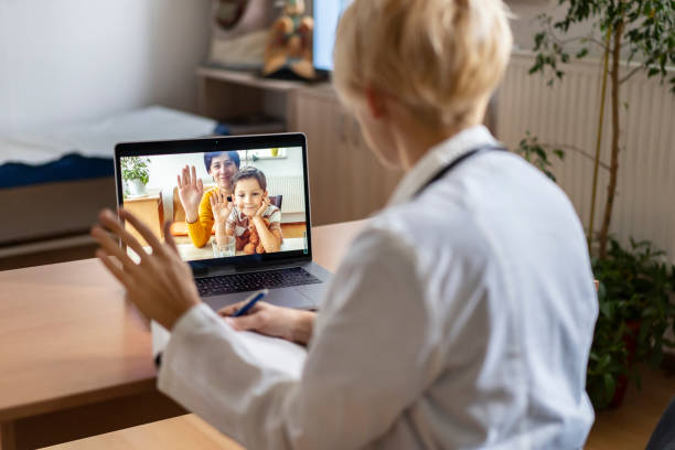 Online therapy session with child and therapist