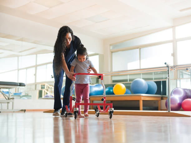 Child doing physical therapy exercises