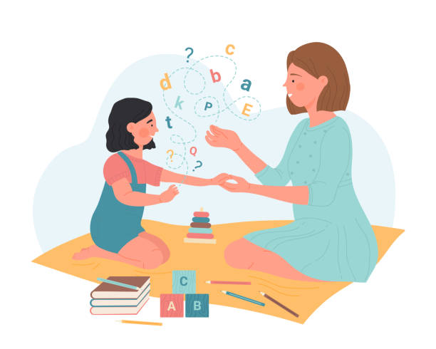 Therapist conducting verbal behavior training session