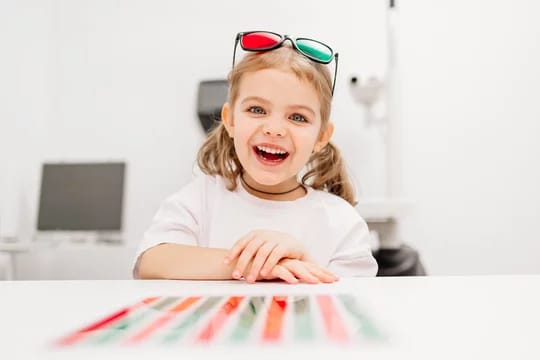 Child doing eye tracking exercises